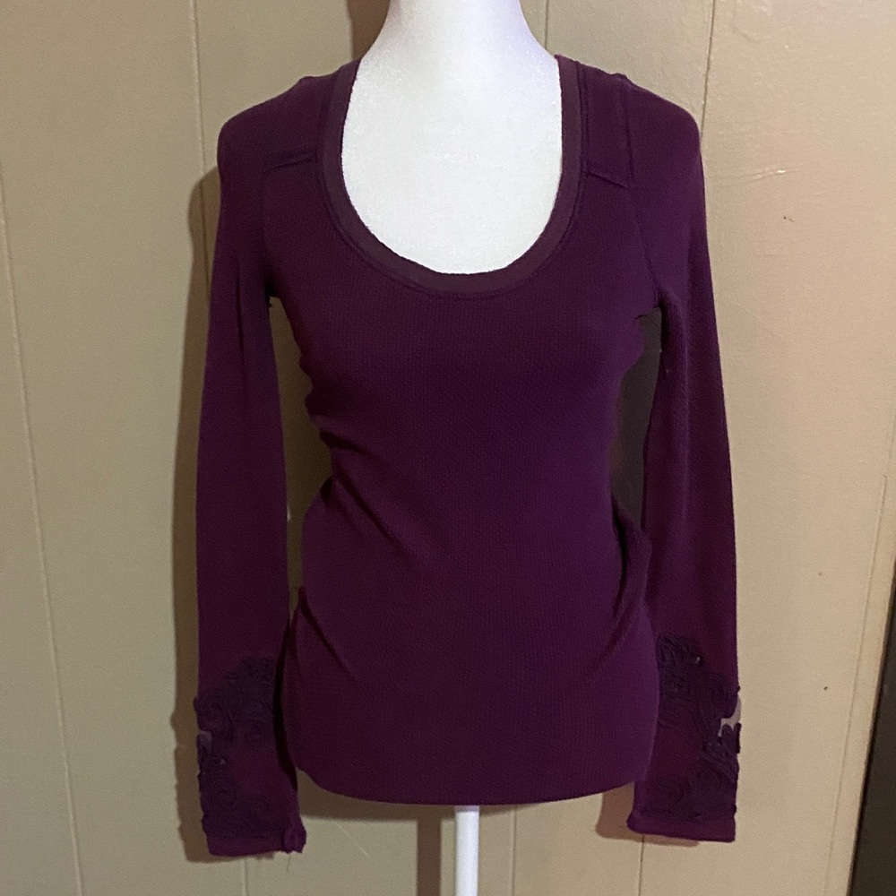 Free People Women's Purple Long Sleeve Top